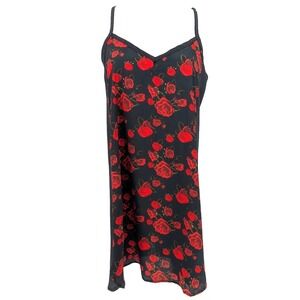 Metal Mulisha Lithium Rose Print Slip Dress Black Small Moto Y2K Goth Alt Punk